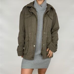 ATM Enzyme Wash Field Jacket Steel Utility‎ Jacket Drawstring Large Trench Coat